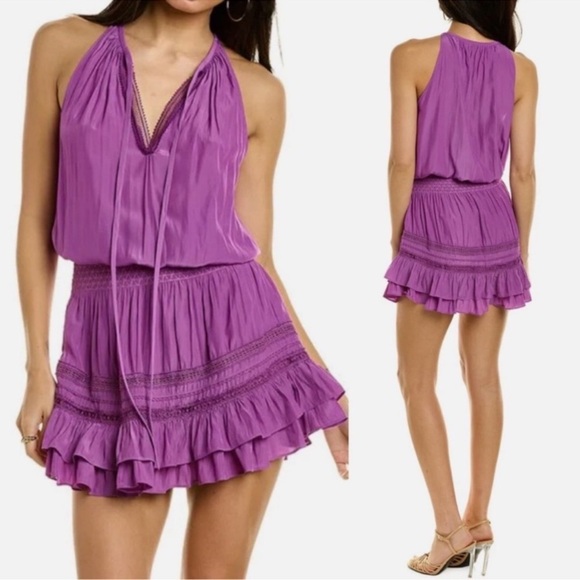 Ramy Brook Women’s Jojo Mini Dress in Petunia Double Ruffle Hem - Picture 1 of 10